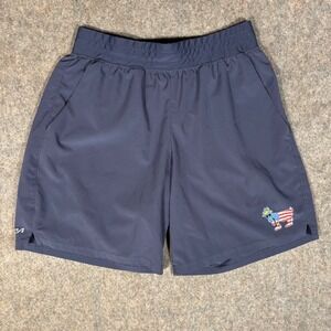 GOAT USA Athletic Shorts Mens Medium Navy Blue Patriotic Logo Gym Running 9 in